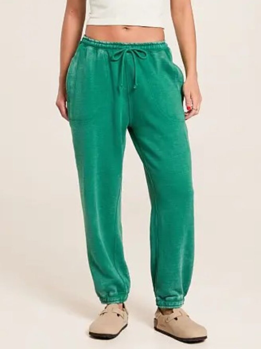 #2412 Slow It Down Joggers by Intimately at Free People in Rainforest Moss